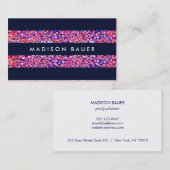 Moderne farbenfrohe Confetti Streifen Visitenkarte (Vorne/Hinten)