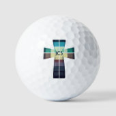 Moderne, farbenfrohe Cross Mit Monogramm Golf Ball (Vorderseite)