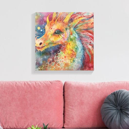 Moderne, farbenfrohe Drachenkunst Leinwanddruck (Insitu (Wohnzimmer))