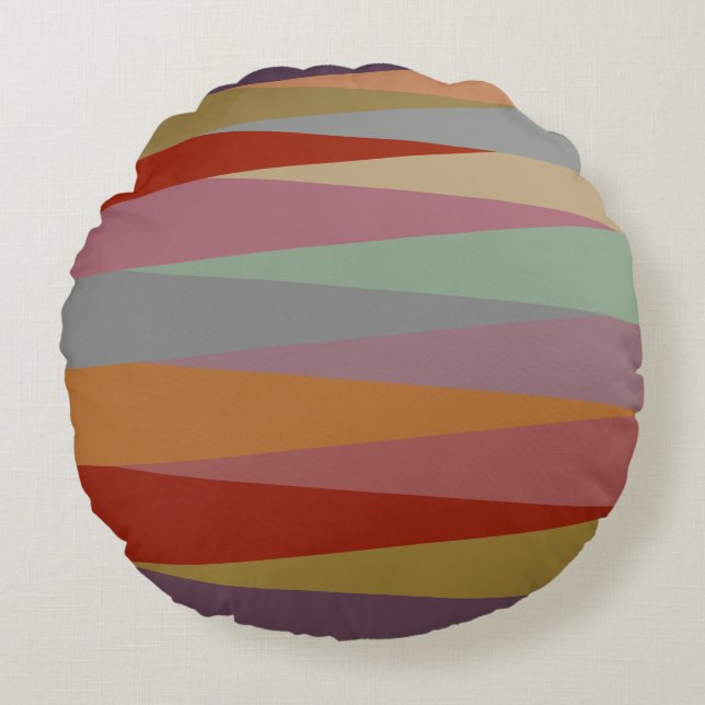 Moderne, farbenfrohe Dreiecke des Mittelalters Rundes Kissen (Vorderseite)