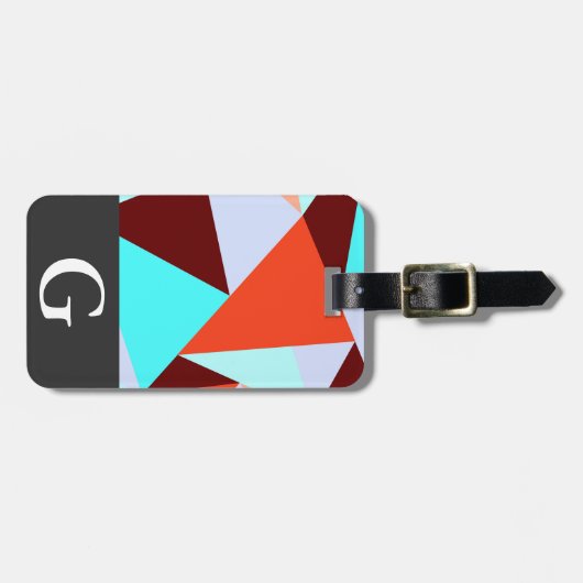 Moderne farbenfrohe Dreiecke und Anfangsbuchstaben Gepäckanhänger (Vorderseite horizontal)