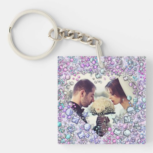 Moderne farbenfrohe Edelsteine Herz geformt Keepak Schlüsselanhänger (Vorderseite)