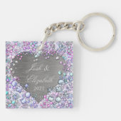 Moderne farbenfrohe Edelsteine Herz geformt Keepak Schlüsselanhänger (Rückseite)