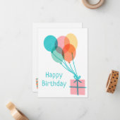 Moderne farbenfrohe, einfache Happy Birthday Notec Mitteilungskarte (Vorderseite/Rückseite Beispiel)