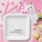 Moderne, farbenfrohe, einfache Schriftart-Hochzeit Pappteller (Party)