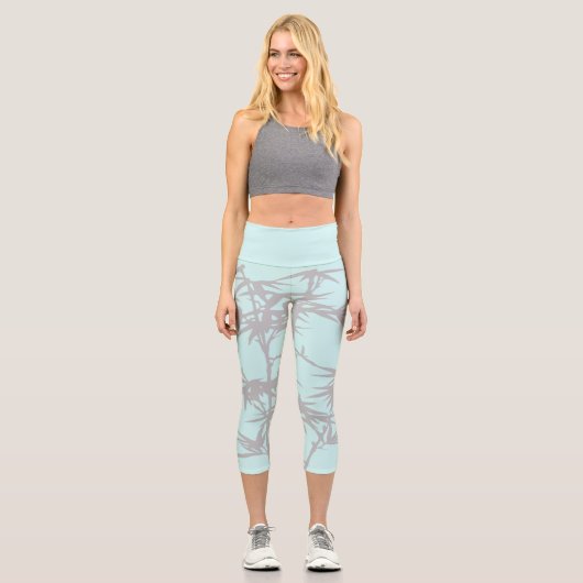 Moderne, farbenfrohe Eisblauer, farbenfrohe Funky  Capri Leggings (Vorderseite)