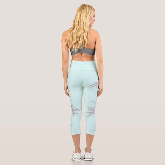 Moderne, farbenfrohe Eisblauer, farbenfrohe Funky Capri Leggings (Rückseite)