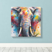 Moderne, farbenfrohe Elefantenkunst Leinwanddruck (Insitu (Holzboden))