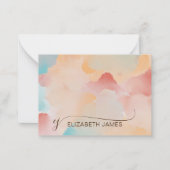 Moderne farbenfrohe, elegante Script Monogram Init Mitteilungskarte (Vorderseite)