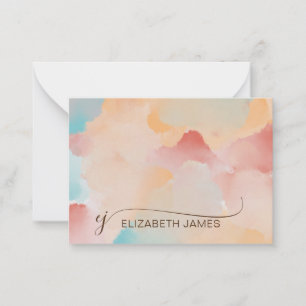Moderne farbenfrohe, elegante Script Monogram Init Mitteilungskarte