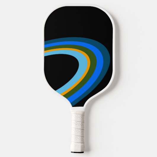 Moderne farbenfrohe elliptische Ränge auf hellweiß Pickleball Schläger (Rückseite)