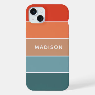 Moderne farbenfrohe Erdfarben-Colorblock-Personali iPhone 15 Plus Hülle