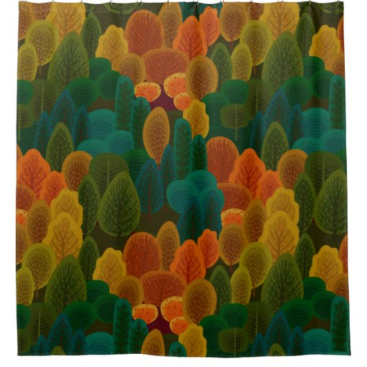 Moderne, farbenfrohe Fallbäume Duschvorhang (Vorderseite)