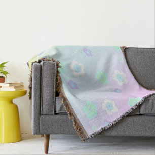 Moderne farbenfrohe Farbverlauf blaue Blume Muster Decke