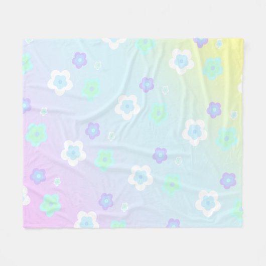 Moderne farbenfrohe Farbverlauf blaue Blume Muster Fleecedecke (Vorderseite (Horizontal))