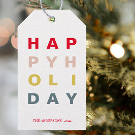 Moderne, farbenfrohe Feiertage Geschenkanhänger