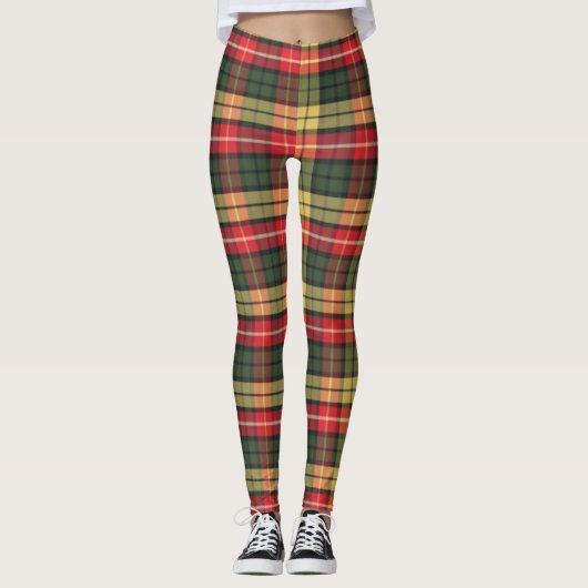 Moderne farbenfrohe festliche Karomuster Leggings (Vorderseite)