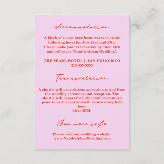 Moderne farbenfrohe Fett Retro Funky Wedding Detai Begleitkarte (Vorderseite)