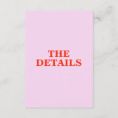 Moderne farbenfrohe Fett Retro Funky Wedding Detai Begleitkarte (Rückseite)