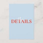 Moderne farbenfrohe Fett Retro Funky Wedding Detai Begleitkarte (Rückseite)