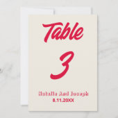Moderne farbenfrohe fette funky Hochzeitstisch-Num Einladung (Vorderseite)