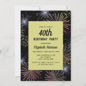 Moderne farbenfrohe Feuerwerke Goldenes Schwarzes  Einladung (Vorderseite)