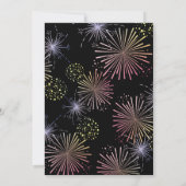 Moderne farbenfrohe Feuerwerke Goldenes Schwarzes  Einladung (Rückseite)