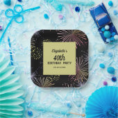 Moderne farbenfrohe Feuerwerke Goldenes Schwarzes  Pappteller (Party)