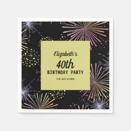 Moderne farbenfrohe Feuerwerke Goldenes Schwarzes  Serviette