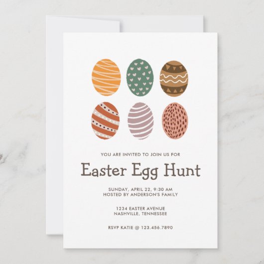 Moderne farbenfrohe Fiesta Ostereier Jagd Einladung (Vorderseite)