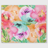 Moderne, farbenfrohe Flora Wasserfarben Chic Geschenkpapier (Flach)