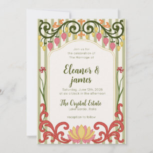 Moderne farbenfrohe florale Hochzeitseinladung Einladung