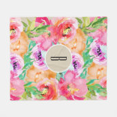 Moderne, farbenfrohe, florale Wasserkraft Fleecedecke (Vorderseite (Horizontal))