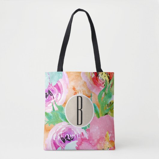 Moderne, farbenfrohe, florale Wasserkraft Tasche (Vorderseite)