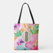 Moderne, farbenfrohe, florale Wasserkraft Tasche (Rückseite)