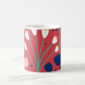 Moderne farbenfrohe Folior floral Muster Red Kaffeetasse (Mittel)