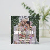 Moderne farbenfrohe Foto Hochzeit Save The Date (Stehend Vorderseite)