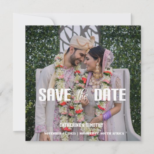 Moderne farbenfrohe Foto Hochzeit Save The Date (Vorderseite)