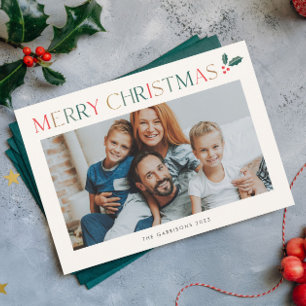 Moderne farbenfrohe Foto-Weihnachtsmagnetkarte Magnetkarte