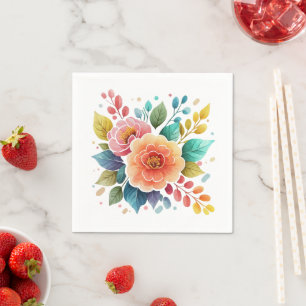 Moderne farbenfrohe Fowers Serviette