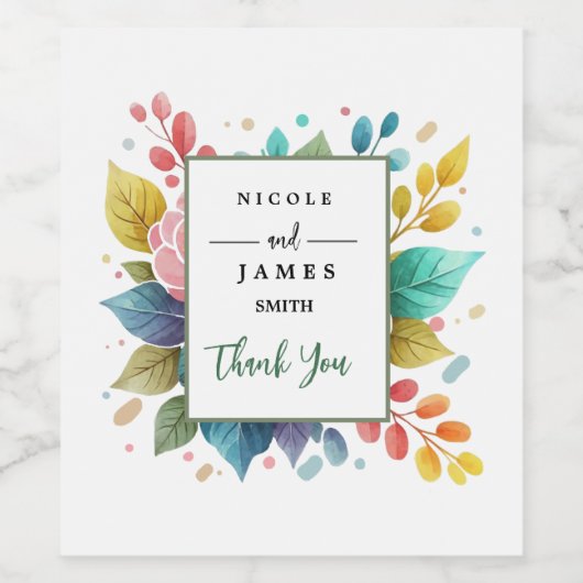 Moderne farbenfrohe Fowers Weinetikett (Einzelnes Label)