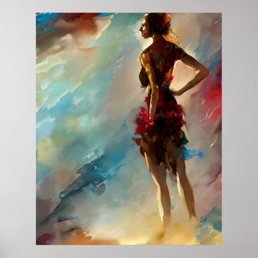 Moderne farbenfrohe Frauen modischen Gold aquamari Poster (Vorne)