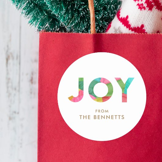 Moderne farbenfrohe Freude Personalisierte Weihnac Runder Aufkleber