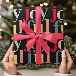 Moderne farbenfrohe FREUDIGE Weihnachten Geschenkpapier