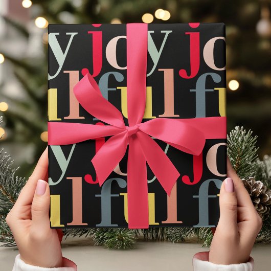 Moderne farbenfrohe FREUDIGE Weihnachten Geschenkpapier