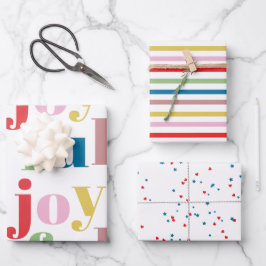 Moderne farbenfrohe fröhliche Streifenmuster Süße Geschenkpapier Set