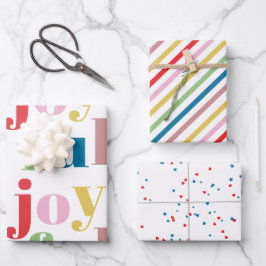 Moderne farbenfrohe fröhliche Streifenmuster Süße Geschenkpapier Set