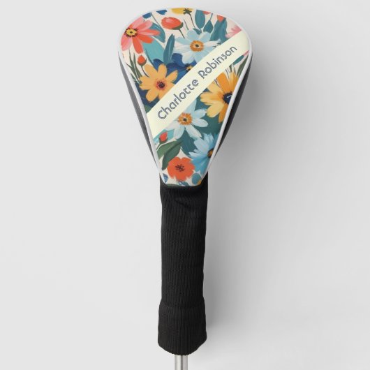Moderne farbenfrohe Frühlingsgartenblumen Personal Golf Headcover (Vorderseite)