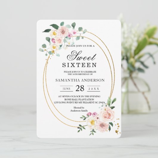 Moderne, farbenfrohe Frühlingswasser-Blume Einladung (Stehend Vorderseite)