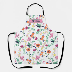 Moderne farbenfrohe Frühlingswiesen-Blumenmuster Schürze